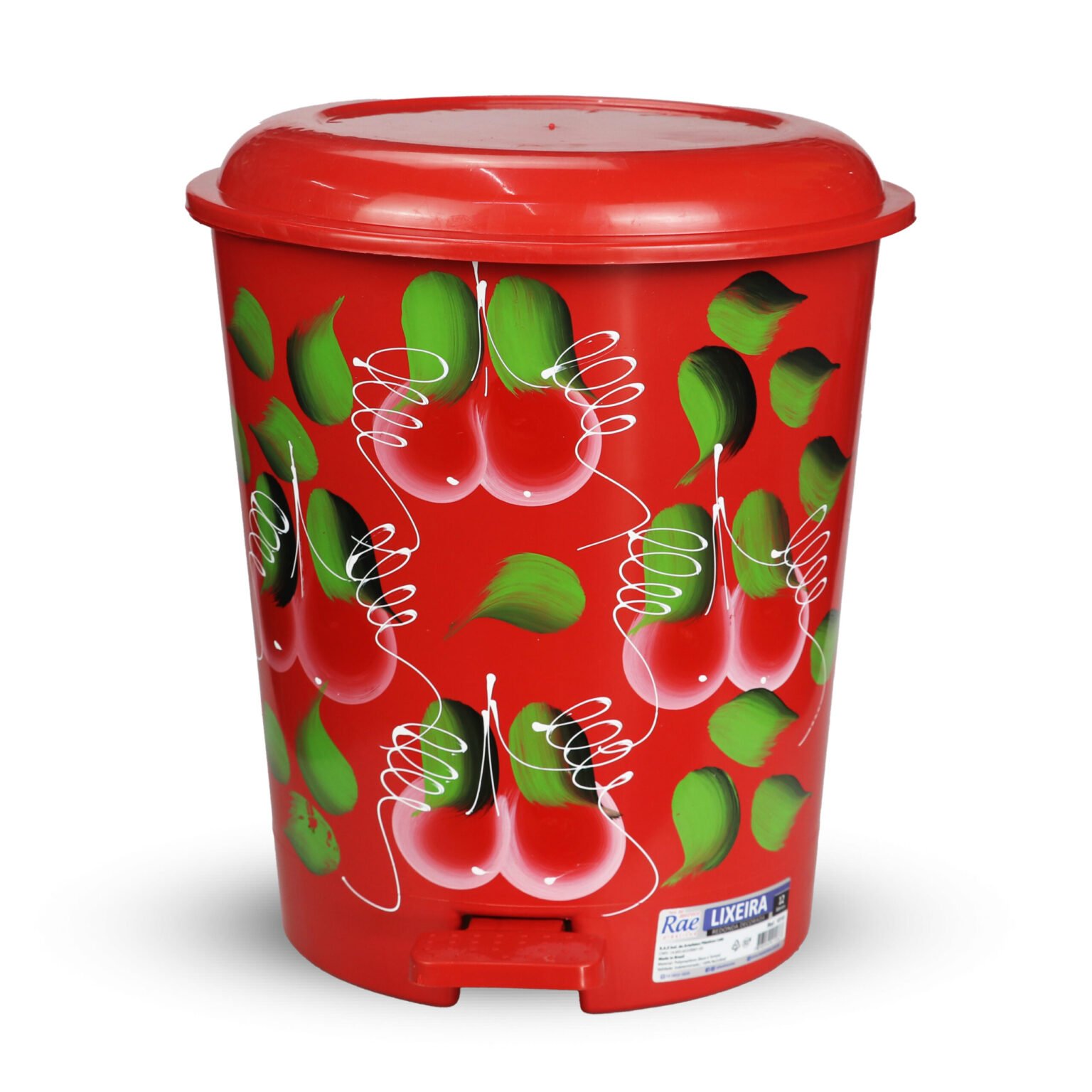LIXEIRA DE PEDAL 12LTS DECORADA (6PÇS)-RAE PLÁSTICOS