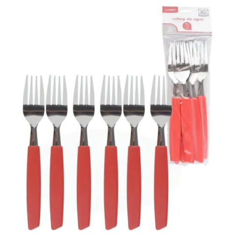 JOGO GARFOS RIO C/6PÇS VERMELHO (12PCT)-WELLMIX - Imagem 3
